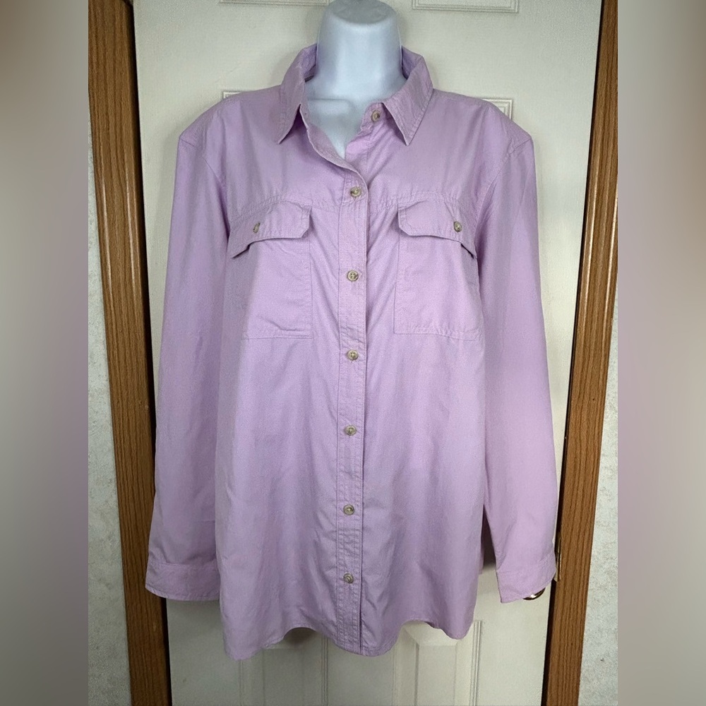 Eddie Bauer UPF 50 Ripstop Hiking Shirt XL Lavender NWT